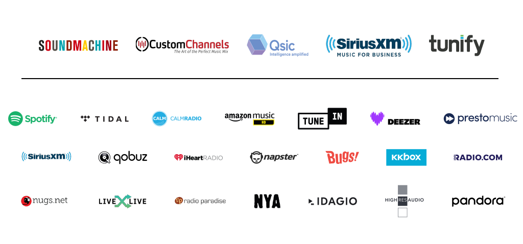 BluOS Pro Streaming Services Logos Salad