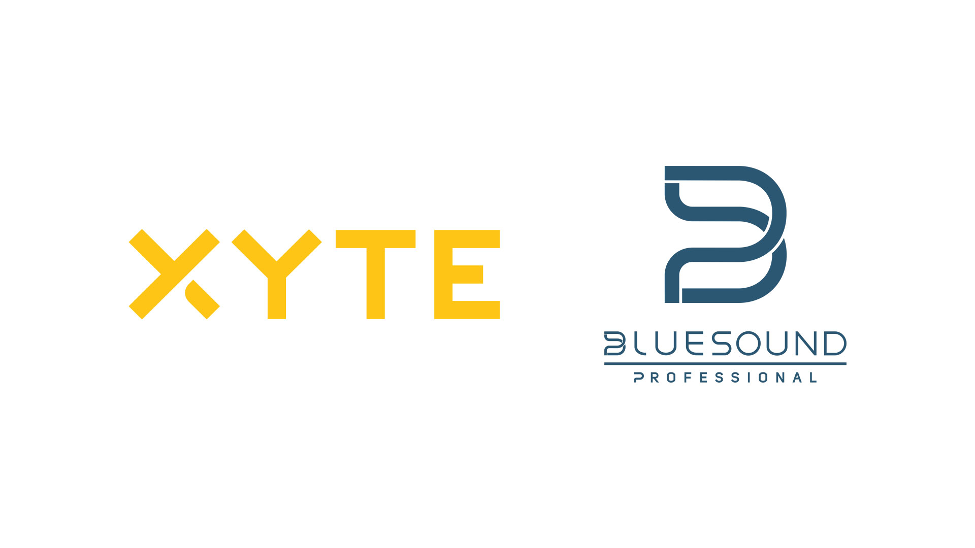 Bluesound Professional and XYTE logos (partnership)