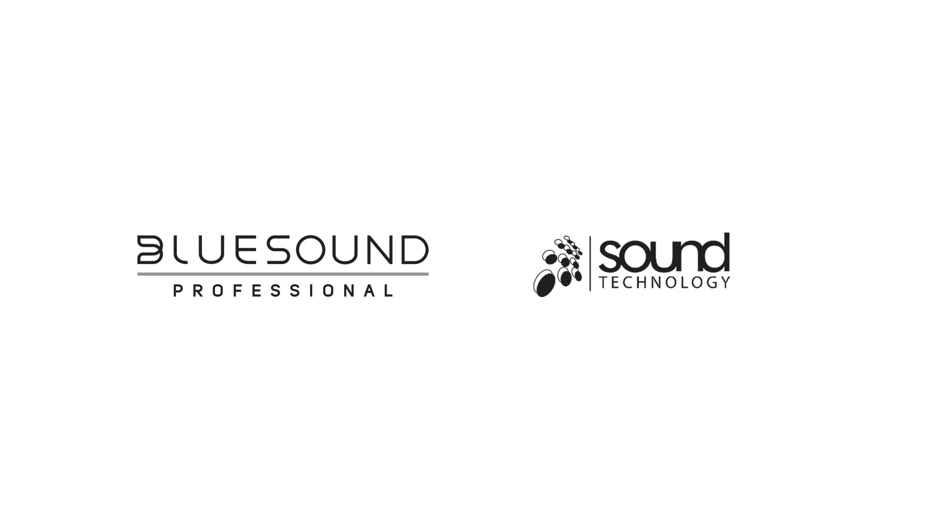 Bluesound Professional and Sound Technology Ltd. Logos on white background